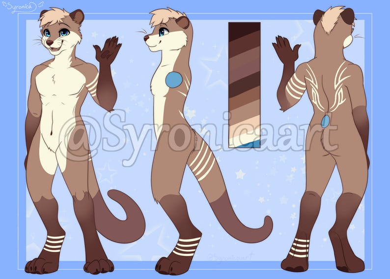 Hoja de referencia de la Comisión Furry Arte Fursona personalizado frontal y posterior imagen 8