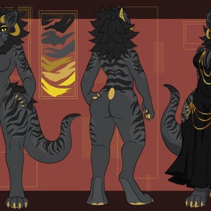 Hoja de referencia de la Comisión Furry Arte Fursona personalizado frontal y posterior imagen 2