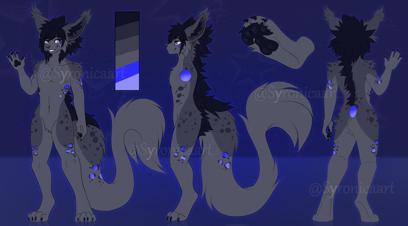Hoja de referencia de la Comisión Furry Arte Fursona personalizado frontal y posterior imagen 5
