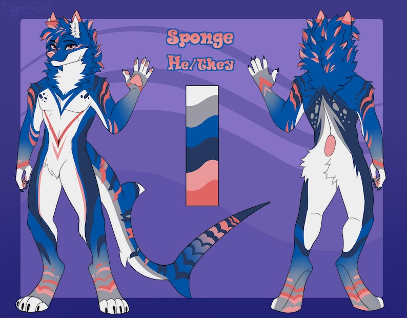 Hoja de referencia de la Comisión Furry Arte Fursona personalizado frontal y posterior imagen 3