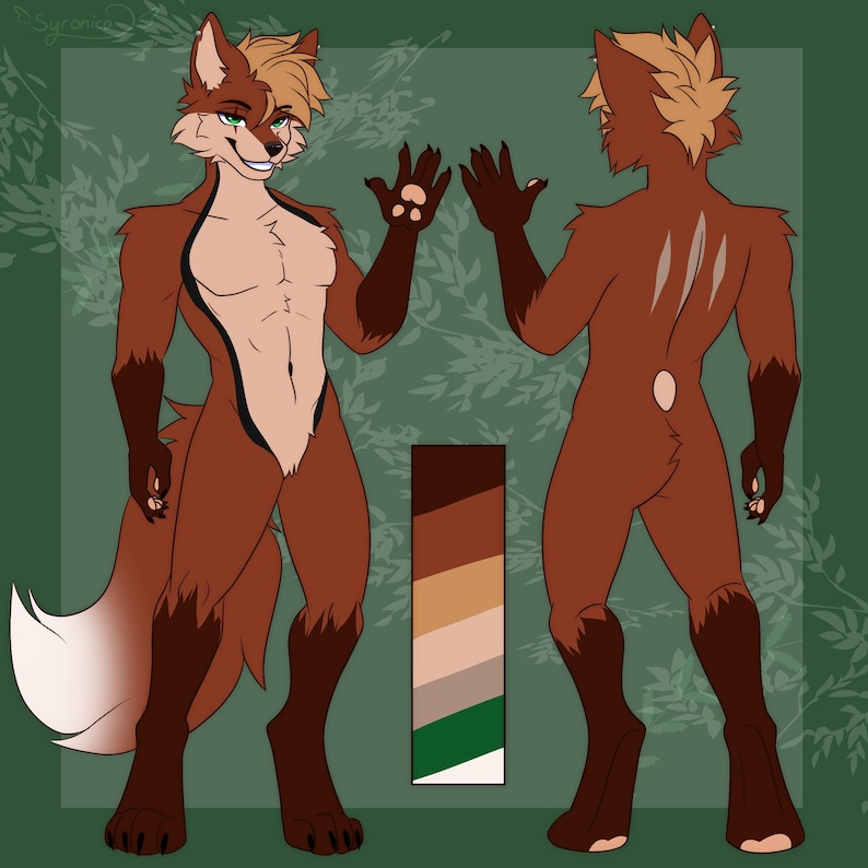 Hoja de referencia de la Comisión Furry Arte Fursona personalizado frontal y posterior imagen 14