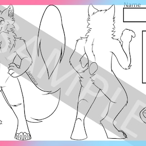 Canine Fursona Reference Sheet Template Digital Download .rar and .psd (PLEASE READ DESCRIPTION)