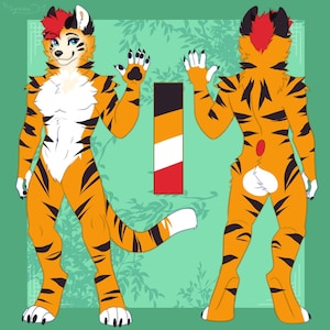 Hoja de referencia de la Comisión Furry Arte Fursona personalizado frontal y posterior imagen 13
