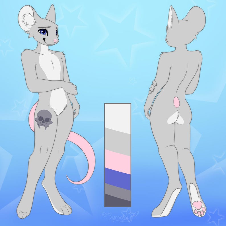 Hoja de referencia de la Comisión Furry Arte Fursona personalizado frontal y posterior imagen 10