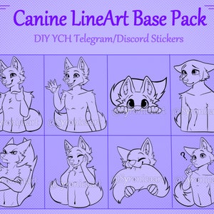 Naklejki Telegram Furry Naklejki Discord Fursona DIY YCH Line Art Kolorowanka (Przed zakupem należy zapoznać się z programami graficznymi i .psd)