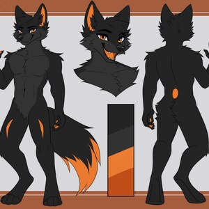 Hoja de referencia de la Comisión Furry Arte Fursona personalizado frontal y posterior imagen 4