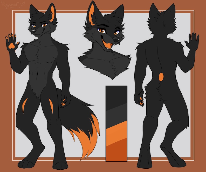 Hoja de referencia de la Comisión Furry Arte Fursona personalizado frontal y posterior imagen 4