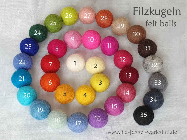 Filzkugeln, weiß, Filzperlen, Filzkugeln zum Basteln, bunt, Wollfilz, Filz Pom Pom, verschiedene Größen, Basteln, DIY Bild 4