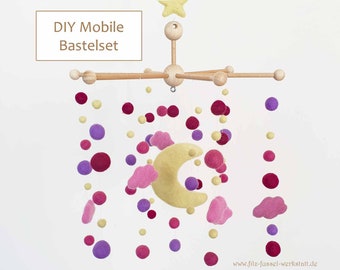 Babymobile, DIY-Set, Filz, Himmel, Baby, Babybett, Babyzimmer, Stubenwagen, Geschenk zur Geburt, Taufe, Bastelset