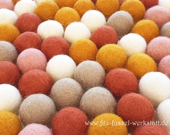 Felt balls, autumn mix, 50 pcs, in 1 cm, 1.5 cm, 2 cm, 2.5 cm or 3 cm, handicrafts with children, DIY