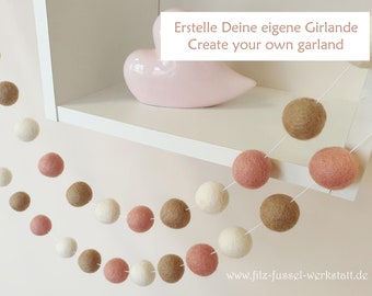 DIY Filz-Girlande, große Farbauswahl, viele Größen, Herbstfarben, Herbst Wanddeko, Filzperlen, Basteln mit Kindern, Filz Pom Pom, Bastelset