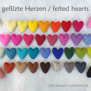 Filzherzen, tolle Farben, 4cm, 6cm, 8cm, Mobile, Wollfilz, Girlande, 100% Wolle Filzwolle, Filz, Pom Pom, zum Basteln Bild 1