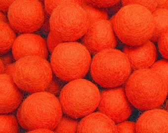 Filzkugeln leuchtorange, 100%Wolle (Filzwolle), Filzperlen, zum Basteln, DIY, Filz Pom Pom, 1cm, 1,5cm, 2cm, 2,5cm, 3cm, 4cm, 5cm