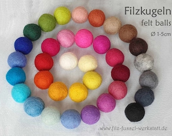 Filzkugeln, 1-5cm, viele Größen, tolle Farben, Mobile, Filzperlen, Girlande, 100% Wolle (Filzwolle), Filz, Pom Pom, DIY, zum Basteln