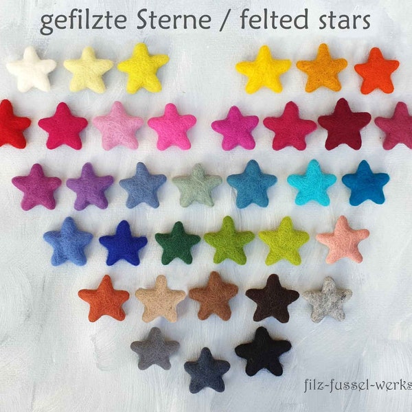 Filzsterne, 4cm, 6cm, 8cm, tolle Farben, große Auswahl, Mobile, Wollfilz, Girlande, 100% Wolle (Filzwolle), Filz, zum Basteln, Deko