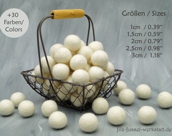 Filzkugeln, weiß, Filzperlen, Filzkugeln zum Basteln, bunt, Wollfilz, Filz Pom Pom, verschiedene Größen