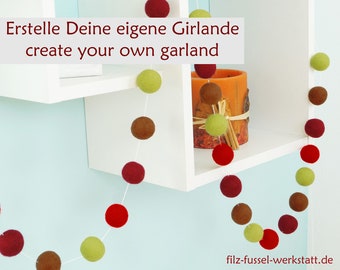 DIY Girlande, Bastelset, Filzkugeln für Girlande, tolle Farben, viele Größen, Wanddeko, Filzperlen, Wollfilz, Filzkugeln zum Basteln, blau