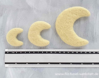 Moon, felted, great colors, 3 sizes, mobile, wool felt, garland, 100% wool (felting wool), felt, pom pom, for crafts, for DIY mobile, felt