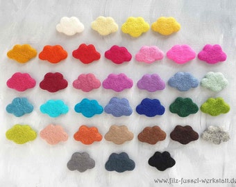 Cloud, felted, great colors, 3 sizes, mobile, wool felt, garland, 100% wool (felting wool), felt, pom pom, for crafts, for DIY mobile,