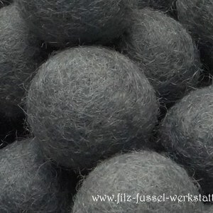 Felt balls, mouse gray, felt beads, felt balls for crafts, colorful, wool felt, felt pom pom, many sizes image 2