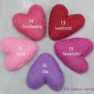 Filzherzen, tolle Farben, 4cm, 6cm, 8cm, Mobile, Wollfilz, Girlande, 100% Wolle Filzwolle, Filz, Pom Pom, zum Basteln Bild 7