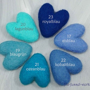 Filzherzen, tolle Farben, 4cm, 6cm, 8cm, Mobile, Wollfilz, Girlande, 100% Wolle Filzwolle, Filz, Pom Pom, zum Basteln Bild 8