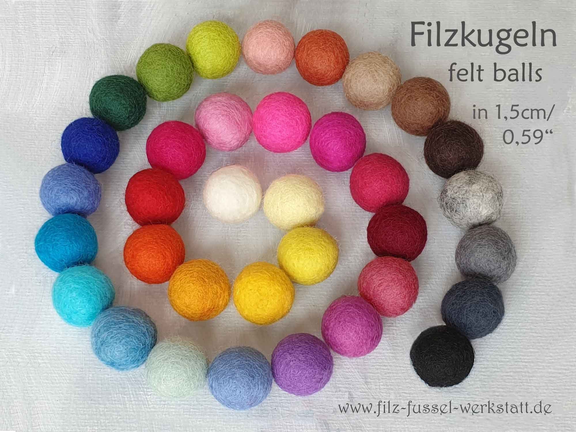 Felt Balls, 1.5 Cm, Great Colors, 100% Wool felt Wool, for Garlands,  Pendants, Felt Beads, Wool Felt, DIY Mobile, 0.59 Inch, Crafts -   Finland