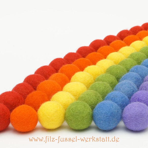 Filzkugeln, Regenbogen, 50 St, rot, orange, gelb, grün, blau, lila, Filzperlen, bunt, Wollfilz, Filz Pom Pom, Mobile, Girlande, DIY,