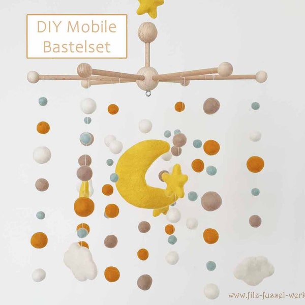 Babymobile, DIY-Set, Filz, Himmel, Baby, Babybett, Babyzimmer, Stubenwagen, Geschenk zur Geburt, Taufe, Bastelset