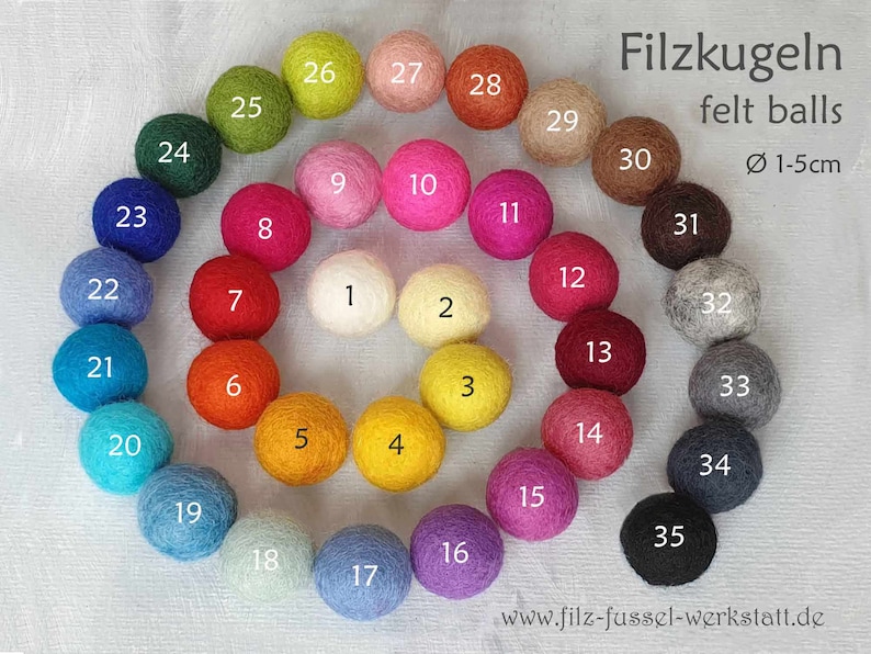 Filzkugeln, 1-5cm, viele Größen und tolle Farben, Mobile, Girlande, Filzperlen, Wollfilz, 100% Wolle Filzwolle, Filz, Pom Pom, zum Basteln Bild 1