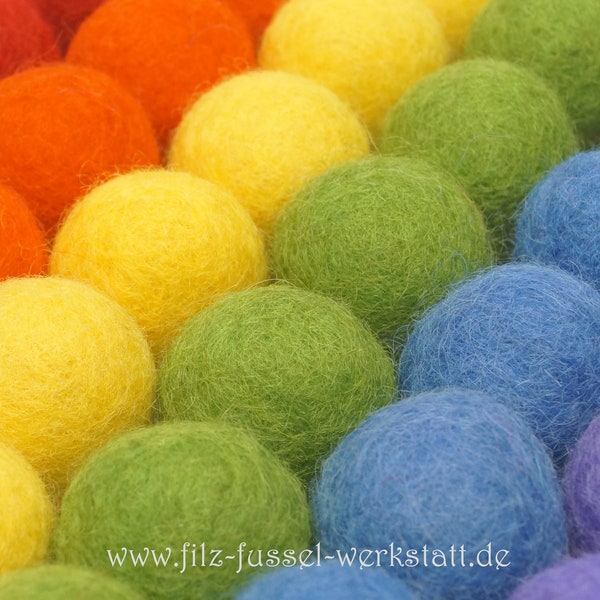 Boules de feutre, arc-en-ciel, 50 pièces, mélange, rouge, orange, jaune, vert, bleu, violet, perles de feutre, colorées, feutre de laine, pompon en feutre, mobile, guirlande, DIY,