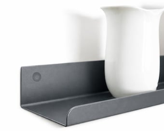 Up to 240 cm Anthracite Gray Metal Picture Ledge RAL 7016, Floating Photo Shelf, Custom Size Wall Shelf, Modern Home Decor