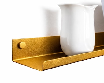 Up to 240 cm Gold Metal Picture Ledge, Floating Photo Shelf, Custom Wall Shelf, Minimalist Gallery Shelf, Modern Home Decor