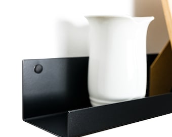 Bilderleiste Metall Schwarz, Länge bis zu 240 cm, Wandboard, Wandregal, Fotoleiste, Schwebende Leiste aus Stahl, Kunst-Display, Bilderregal