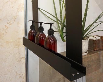 Black Hanging Shower Caddy: No-Drill Stainless Steel Bathroom Shelf