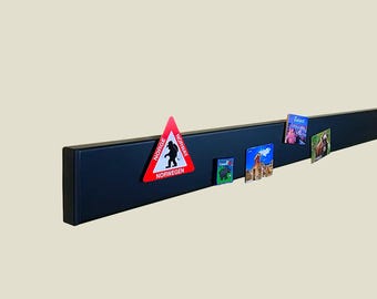Magnetic Metal Strip Wall Organizer – Travel Magnet Display Bar, Minimalist Black Steel Board, Modern Home Decor