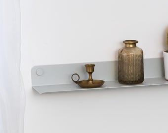 Up to 200 cm Floating Wall Shelf, Decorative Minimal Display Shelf, Agate Grey Metal Shelf, Frame Shelf, Decorative, RAL 7038 Metal Shelf