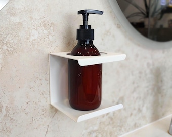 Wall Mounted Soap Dispenser Holder: White Powder-Coated Stainless Steel