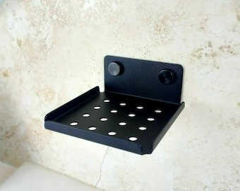 Black Metal Soap Dish: Wall Mounted Minimalist Bathroom Organizer