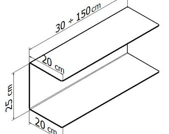 Metall schwimmende Regal / bis zu 150cm / schwarz schwimmende Regal / weiß schwimmende Regal / minimal Regal / industrielle Regal minimalistische Nachtregal