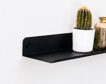 Up to 200 cm Floating Wall Shelf, Decorative Minimal Display Shelf, Black Metal Shelf, Frame Shelf, Decorative, Black Metal Shelf