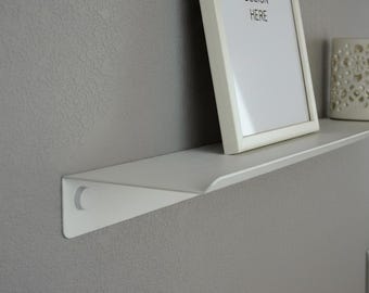 Up to 200 cm Floating Wall Shelf, Decorative Minimal Display Shelf, White Metal Shelf, Frame Shelf, Decorative, Black Metal Shelf