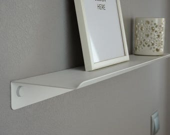 Up to 200 cm Floating Wall Shelf, Decorative Minimal Display Shelf, White Metal Shelf, Frame Shelf, Decorative, Black Metal Shelf