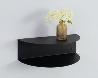 Black Metal Floating Nightstand, Modern Wall-Mounted Bedside Table Shelf for Bedroom