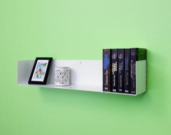 Minimalist Steel Floating Unit, Modern Wall Shelf, Matte White, Bookshelf, Plant Shelf