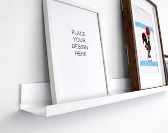 Magnetic Metal Picture Ledge with Hidden Mounts, Floating Photo Shelf 40–120 cm, Wall Display Rail for Pictures & Decor