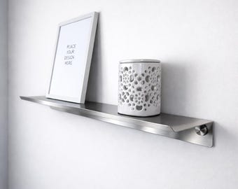 Up to 200 cm Stainless steel Floating Wall Shelf, Decorative Minimal Display Shelf, White Metal Shelf, Frame Shelf, Decorative Shelf