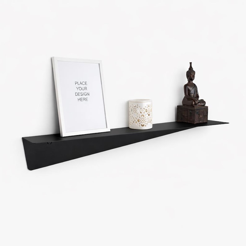 Asymmetric metal floating shelf