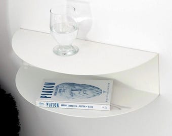 Elegancka metalowa wisząca szafka nocna – nowoczesna szafka nocna, minimalistyczna półka, organizer do sypialni, biała szafka nocna