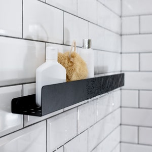 Estante de ducha negro mate, elegante estante de ducha de 30 cm, 50 cm y 70 cm, estante de ducha blanco, alternativa a organizador de ducha, metal mate, estante de baño imagen 8